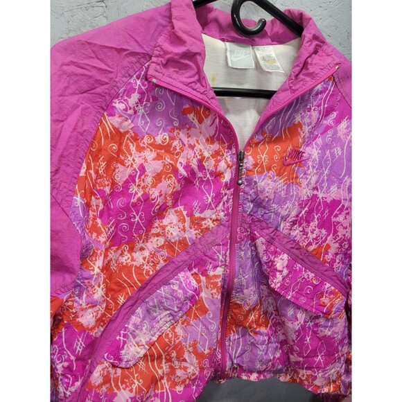 Vtg Nike Pink Spell Out Swoosh Abstract Print Jacket 90s Women’s SZ‎ M 10/12 - Picture 11 of 12